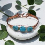 Copper wire wrap bracelet Howlite beads